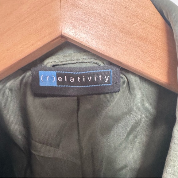 Vintage leather Women's Olive Green Blazer coat M coastal western prairie - Picture 6 of 7